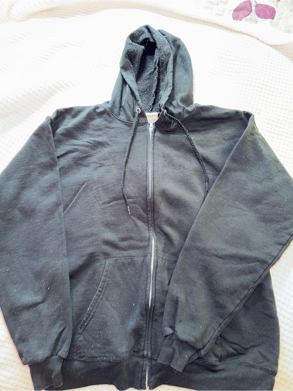 Hanes Black Full-Zip Hooded Sweatshirt